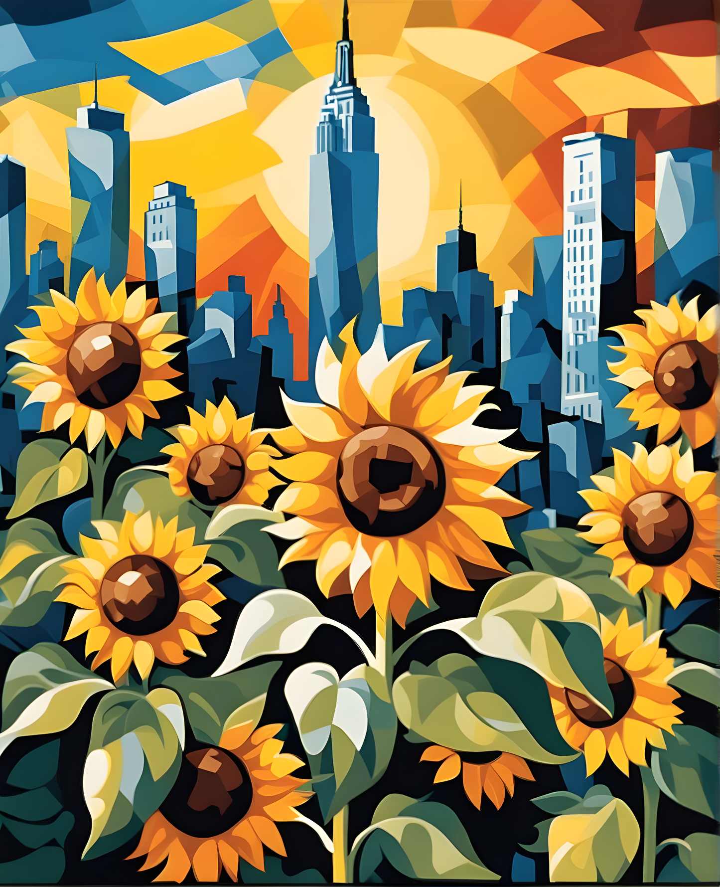 Manhattan Memories - Sunflowers (8) - Van-Go Paint-By-Number Kit