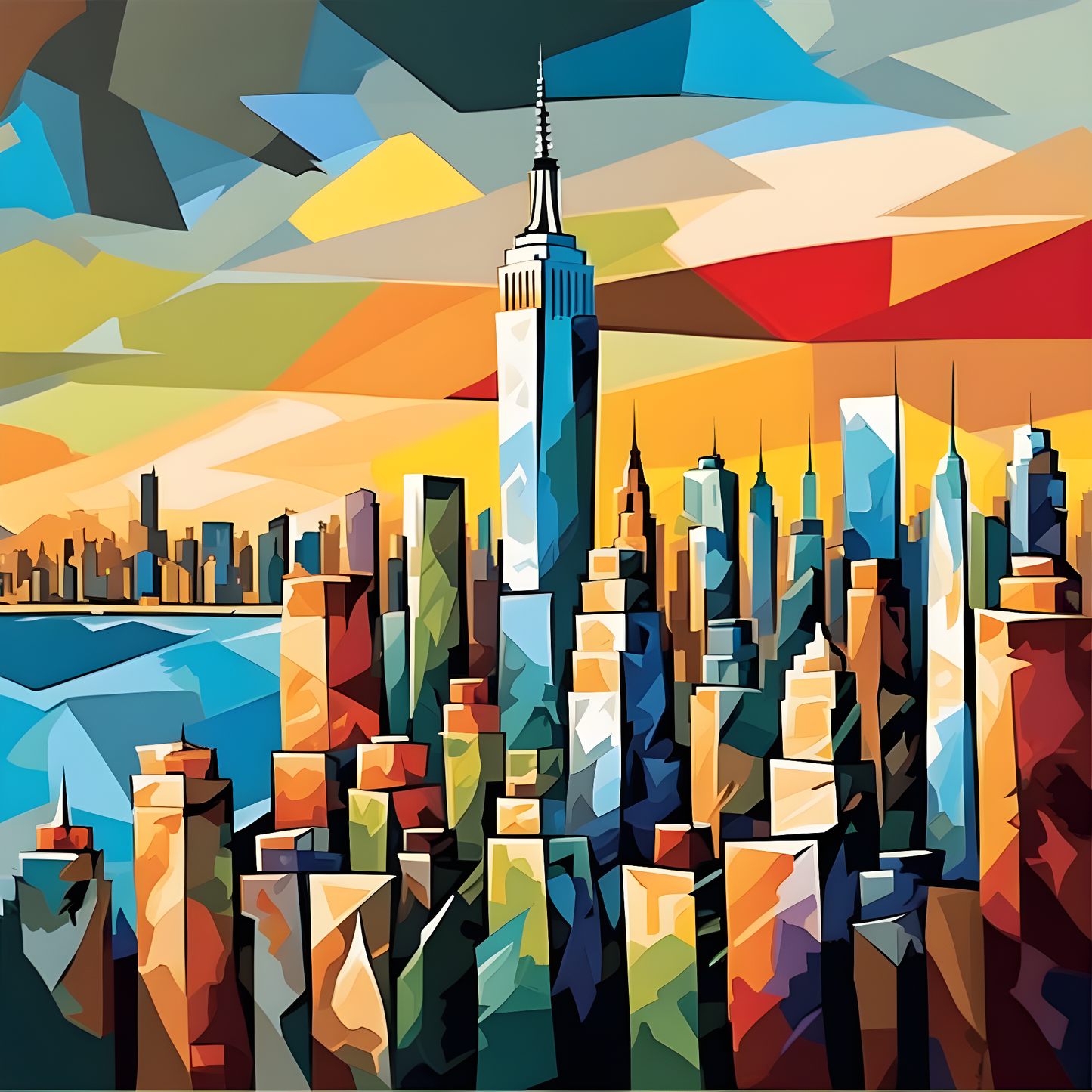 Manhattan Skyline (1) - Van-Go Paint-By-Number Kit