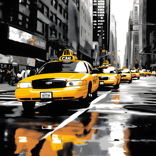 Manhattan Yellow Cabs (1) - Van-Go Paint-By-Number Kit