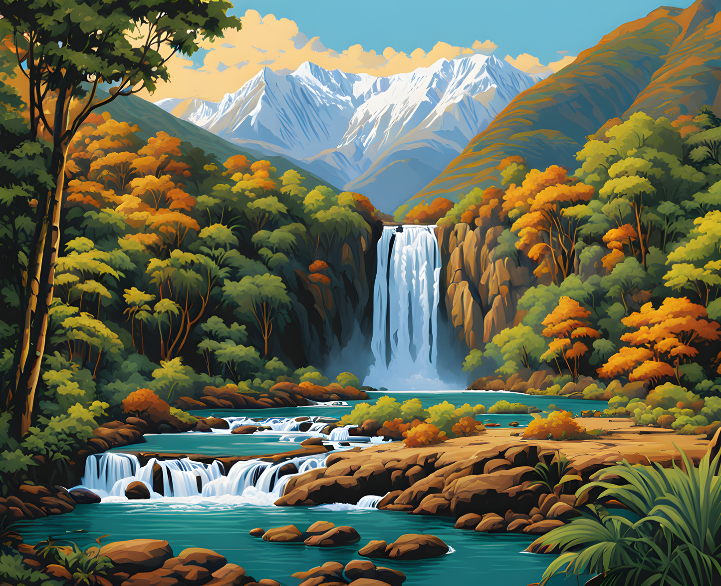New Zealand Collection PD (61) - Marokopa Falls - Van-Go Paint-By-Number Kit