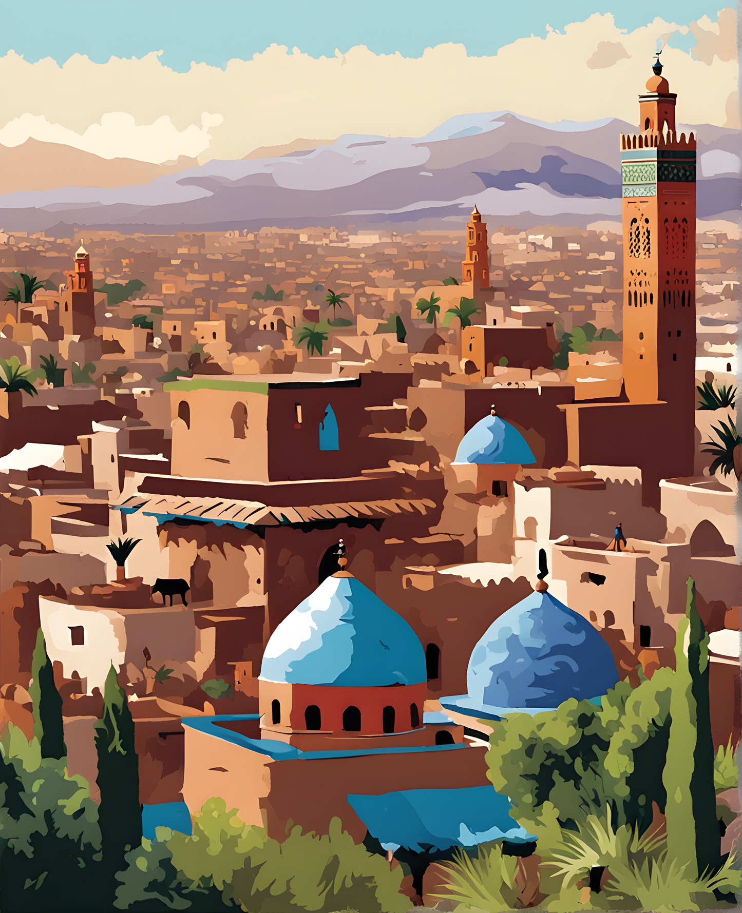 Morocco Collection (PD) (11) - The Red City Marrakesh - Van-Go Paint-By-Number Kit