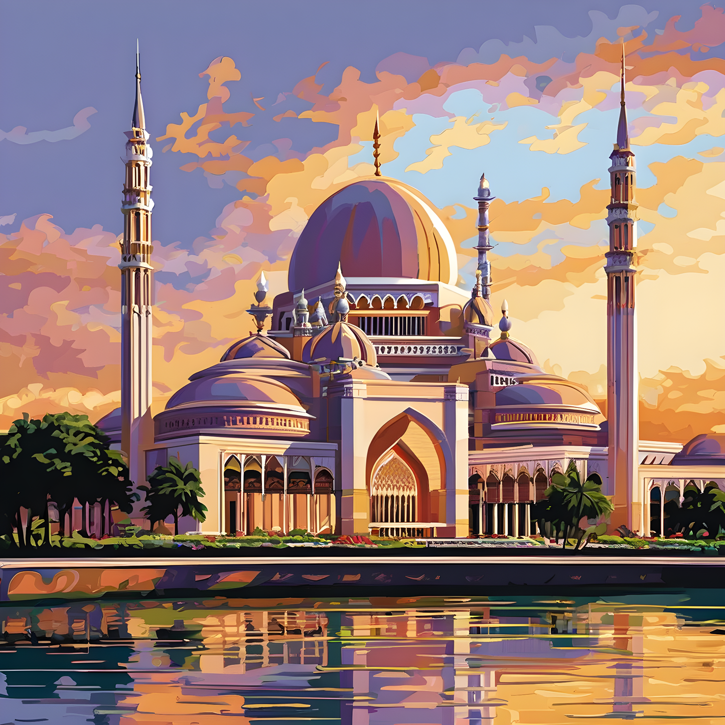 Masjid Putra Mosque, Putrajaya, Malaysia PD (1) - Van-Go Paint-By-Number Kit