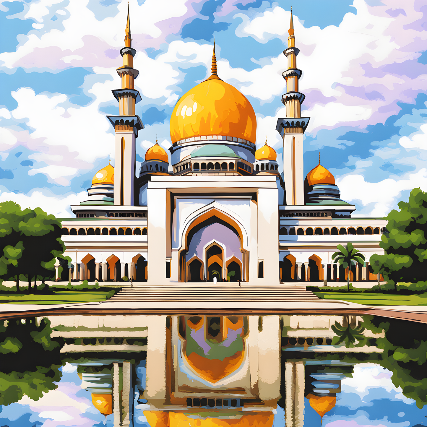 Masjid Putra Mosque, Putrajaya, Malaysia (2) - Van-Go Paint-By-Number Kit