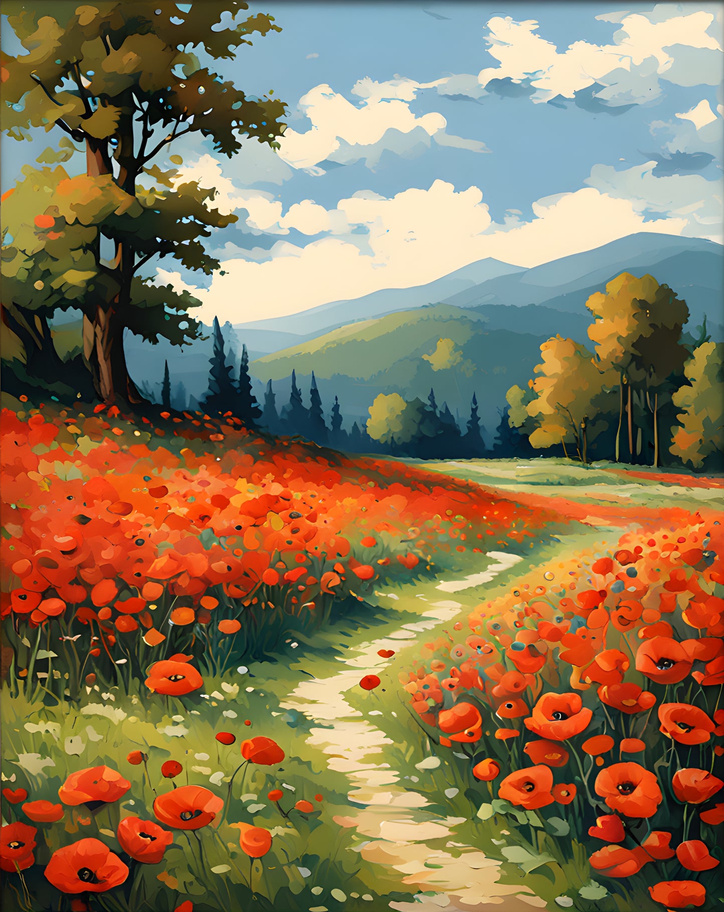 Meadow with Poppies (2) - Van-Go Paint-By-Number Kit