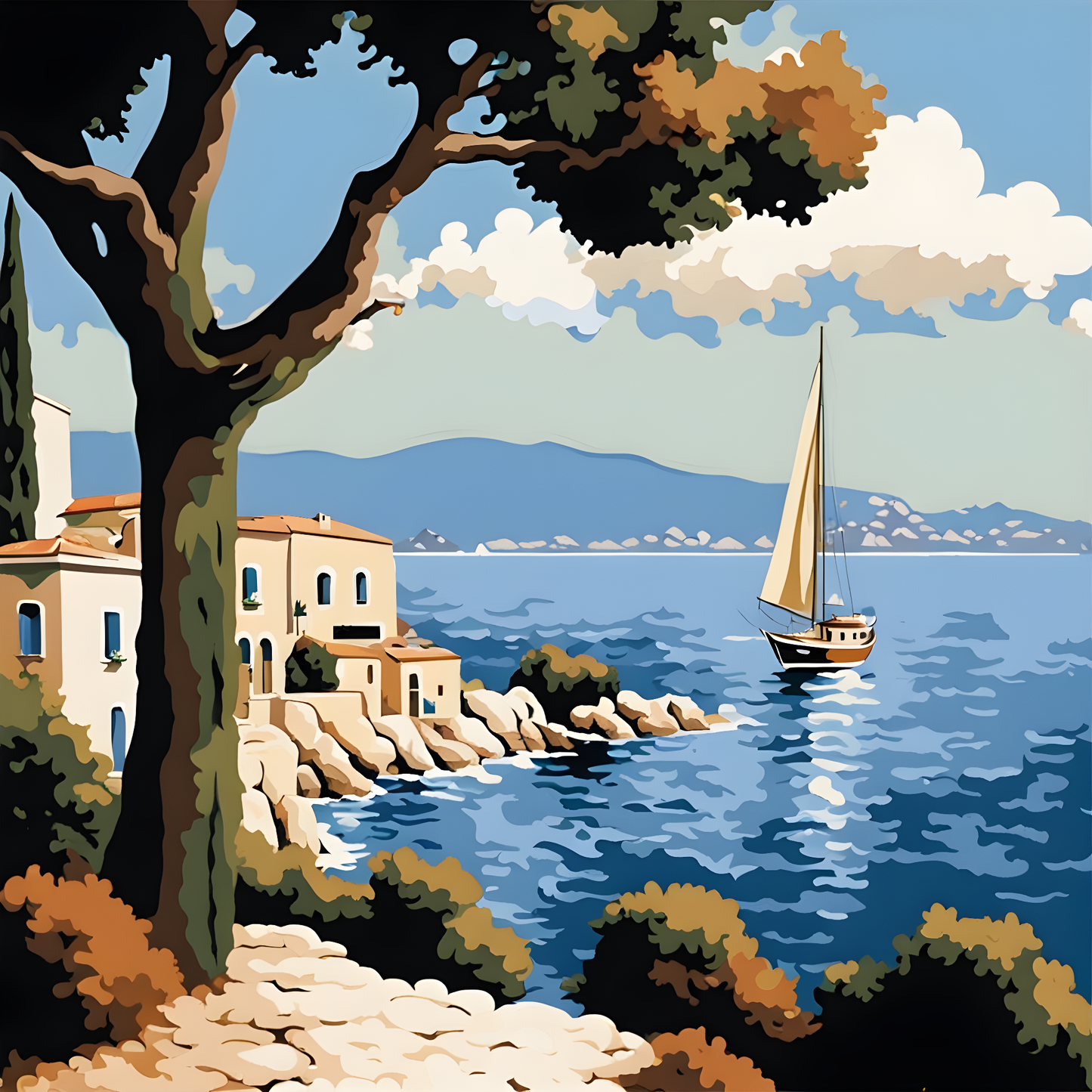 Mediterranean Blue Bay PD (1) - Van-Go Paint-By-Number Kit