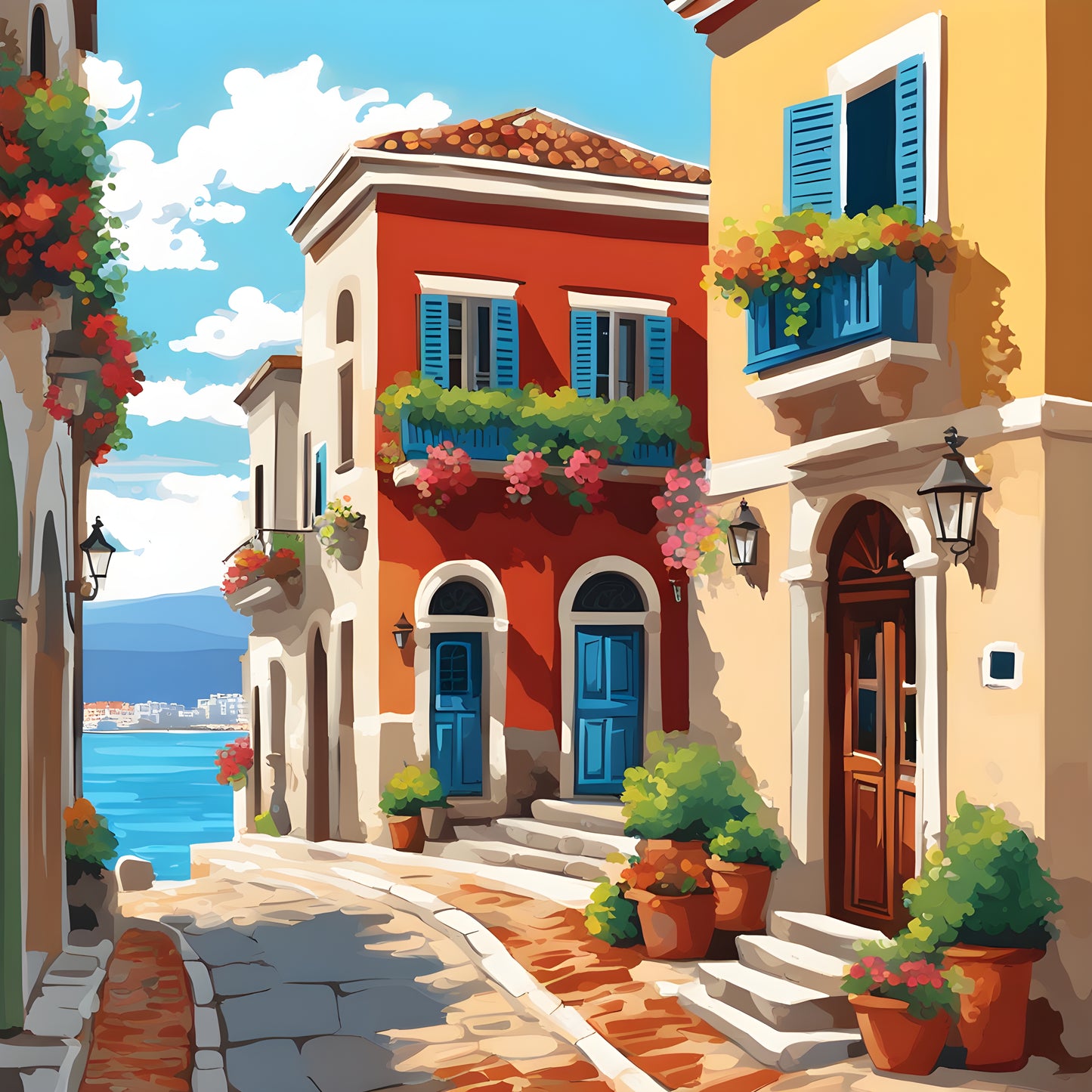 Mediterranean Casual Street (1) - Van-Go Paint-By-Number Kit