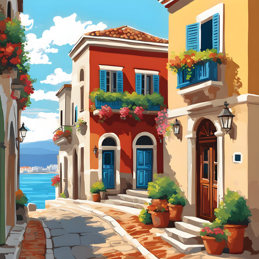 Mediterranean Casual Street (1) - Van-Go Paint-By-Number Kit