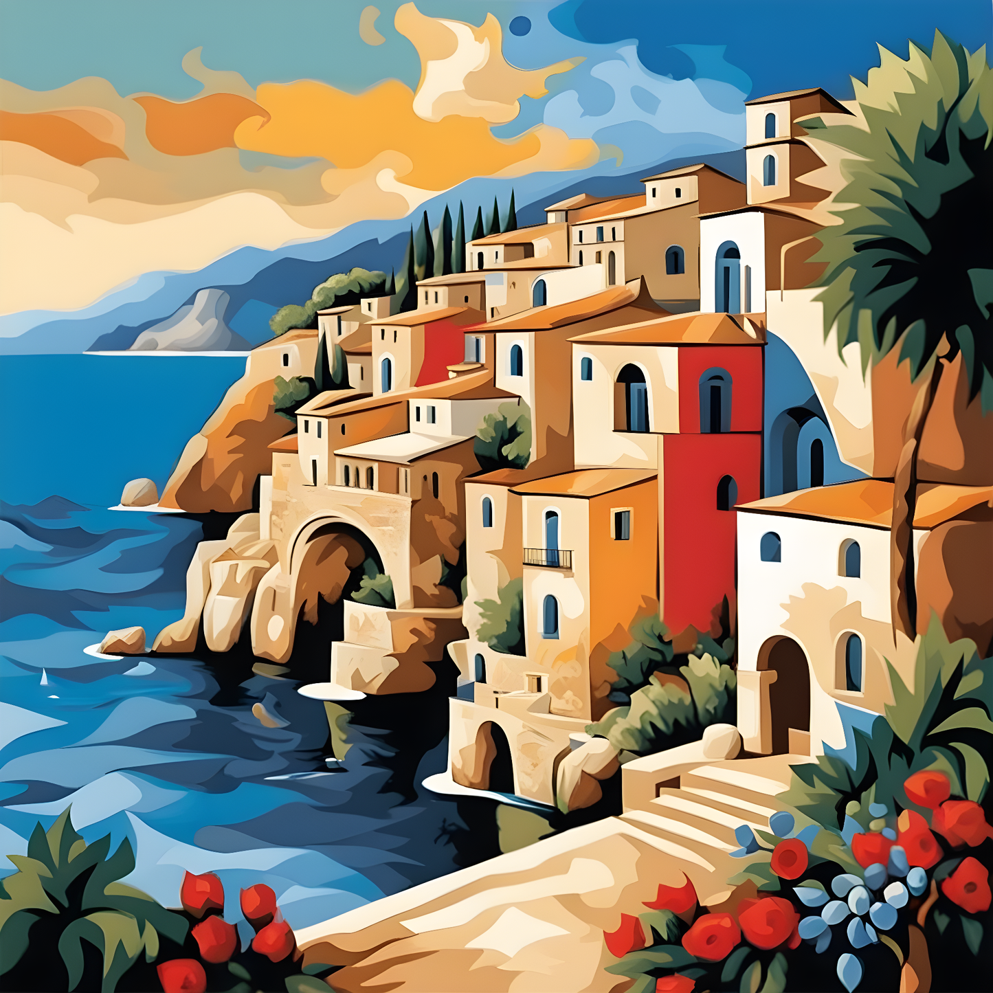 Mediterranean Day (1) - Van-Go Paint-By-Number Kit