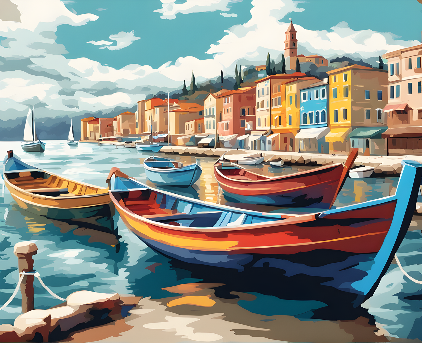 Mediterranean Harbor PD (2) - Van-Go Paint-By-Number Kit