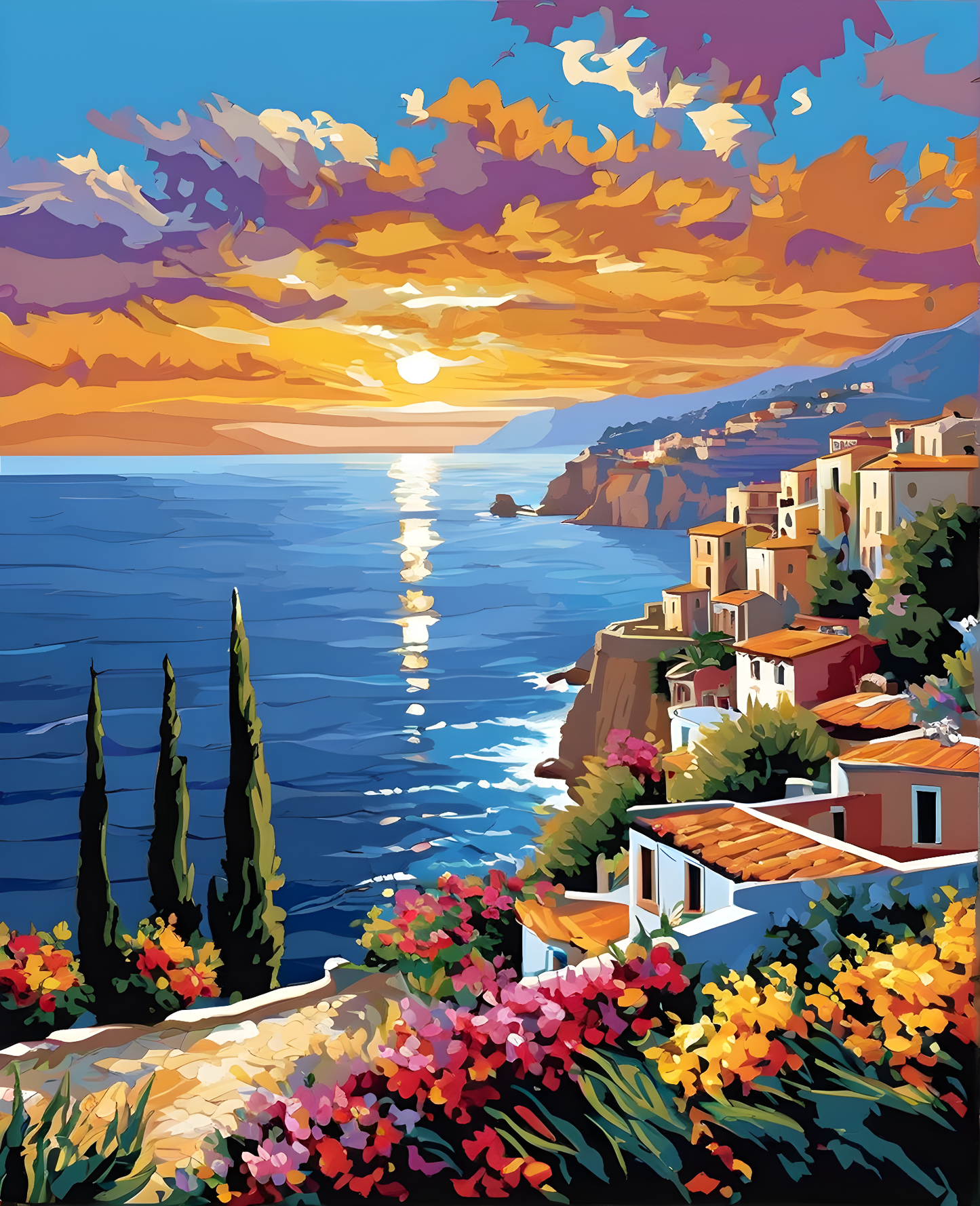 Mediterranean Sea Coastal Landscape PD (2) - Van-Go Paint-By-Number Kit