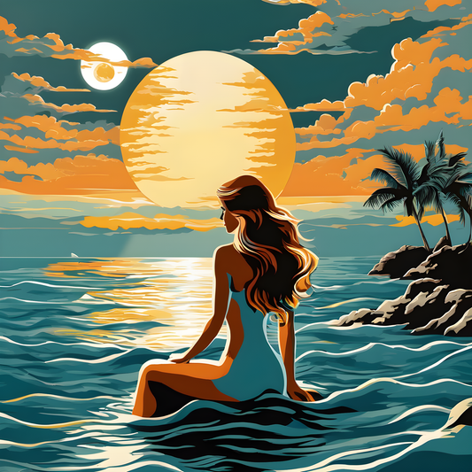 Mermaid. Moon. Sun. Ocean. PD (3) - Van-Go Paint-By-Number Kit