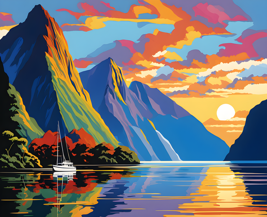 New Zealand Collection PD (7) - Milford Sound - Van-Go Paint-By-Number Kit