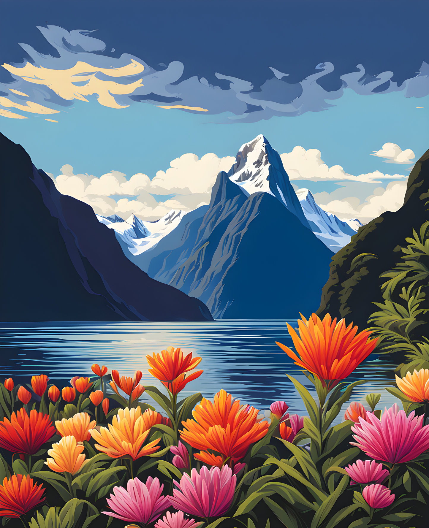 New Zealand Collection PD (8) - Milford Sound - Van-Go Paint-By-Number Kit