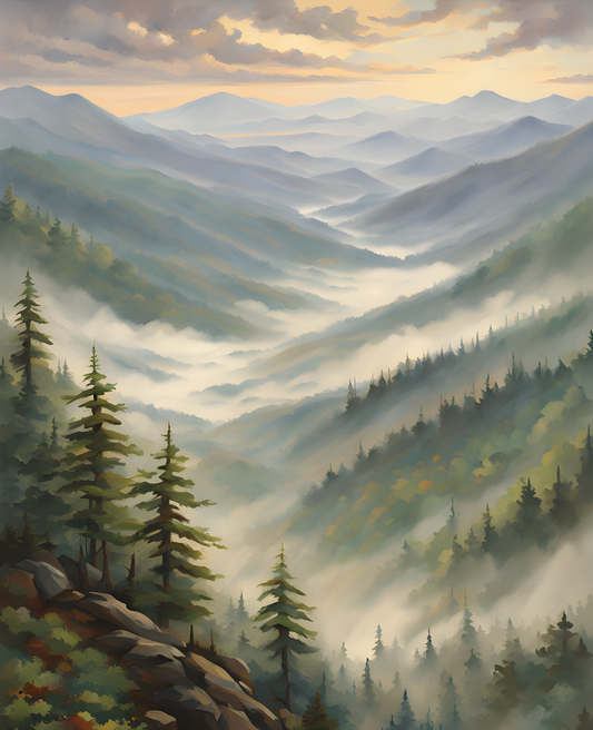 USA Great Places (145) - The Misty Mountains, Great Smoky Mountains National Park - Van-Go Paint-By-Number Kit