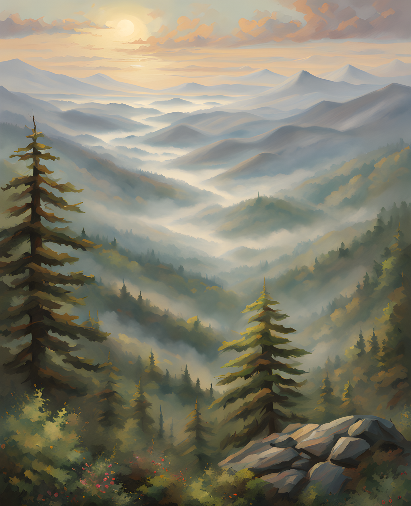 USA Great Places (146) - The Misty Mountains, Great Smoky Mountains National Park - Van-Go Paint-By-Number Kit