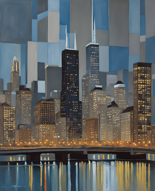 USA Great Places (7) - Modern Skyline, Chicago - Van-Go Paint-By-Number Kit