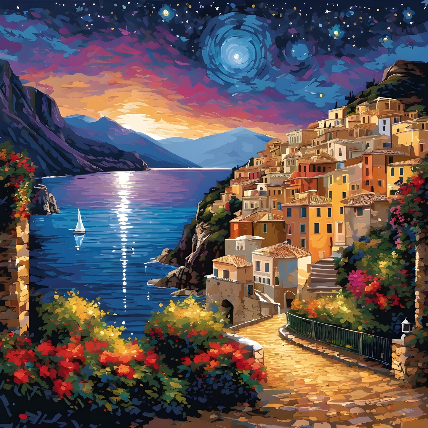 Monarolla Village, Italy PD (6) - at Starry Night - Van-Go Paint-By-Number Kit