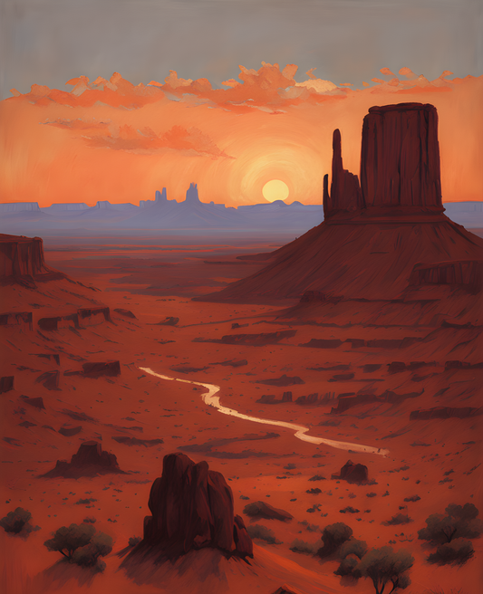 USA Great Places (147) - Monument Valley at Sunset, Arizona - Van-Go Paint-By-Number Kit