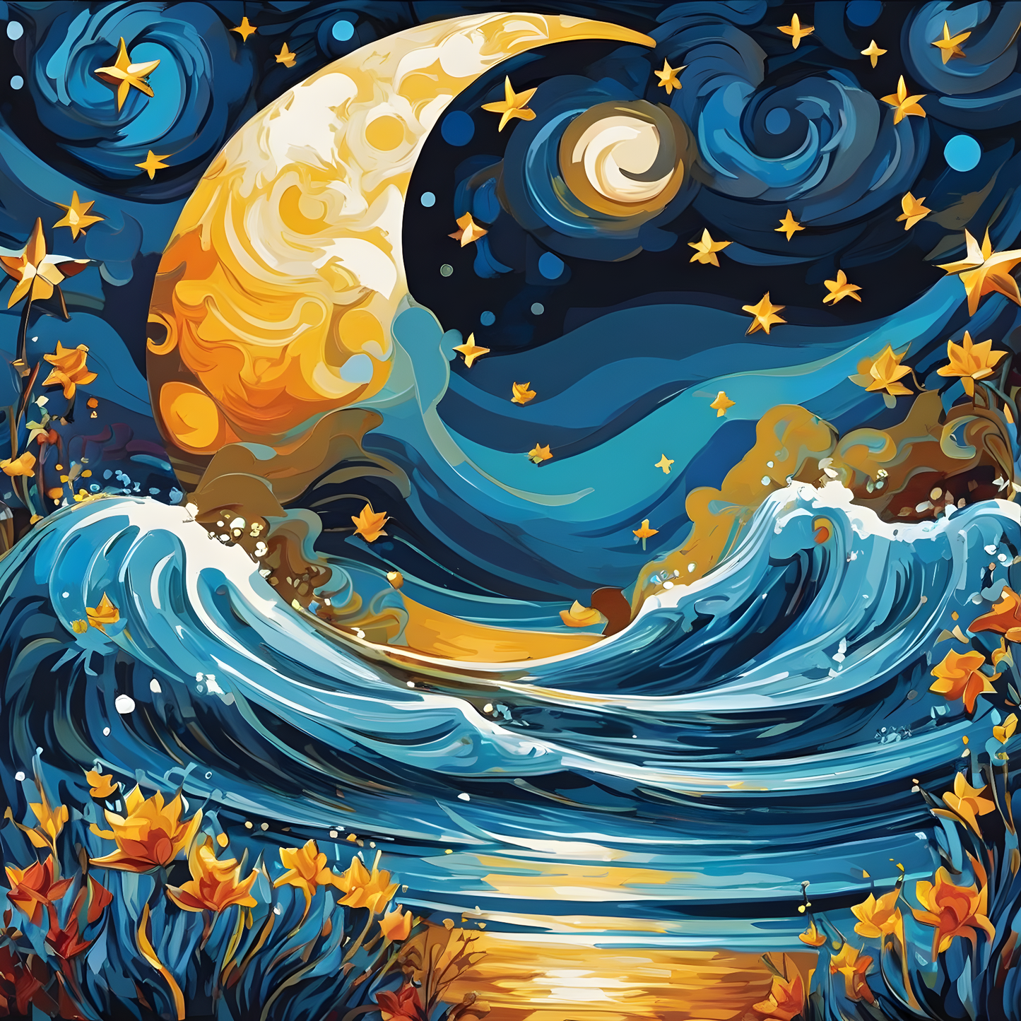 Moon And Stars Underwater (4) - Van-Go Paint-By-Number Kit