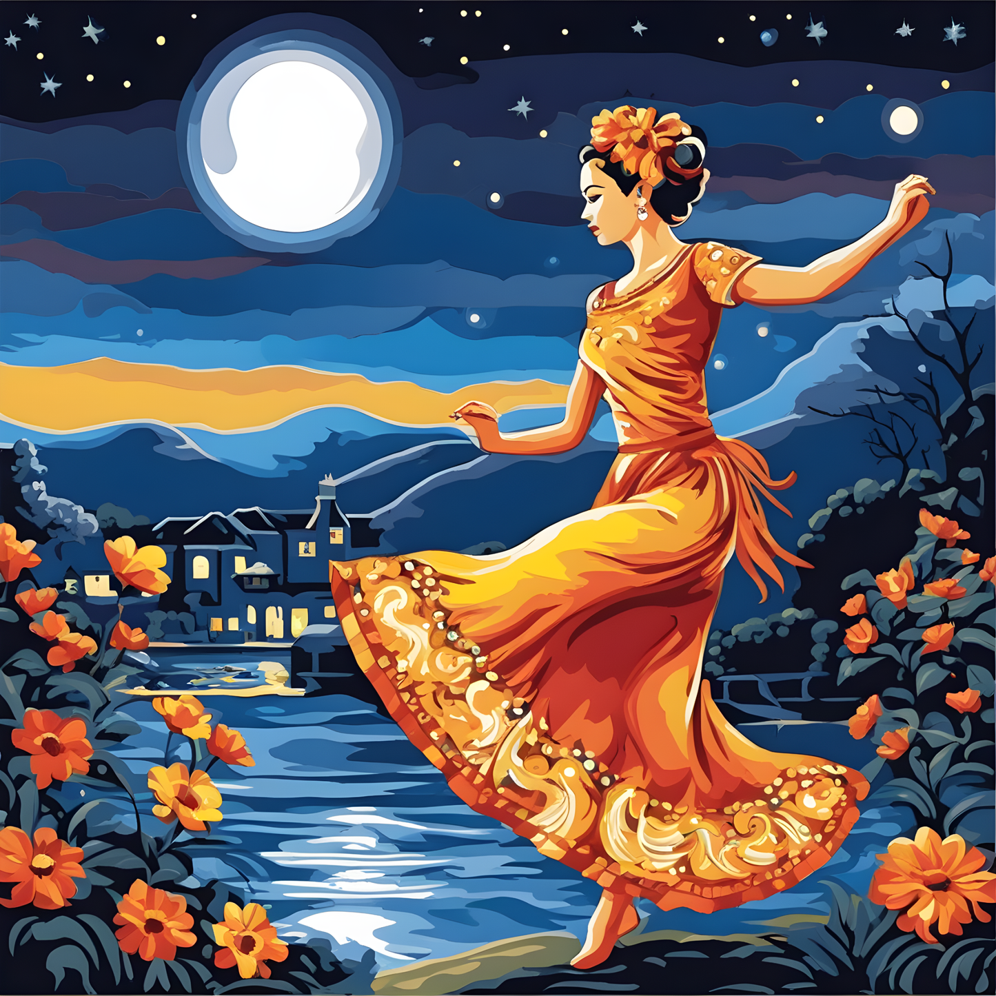 Moonlight Artistic Dancing (2) - Van-Go Paint-By-Number Kit