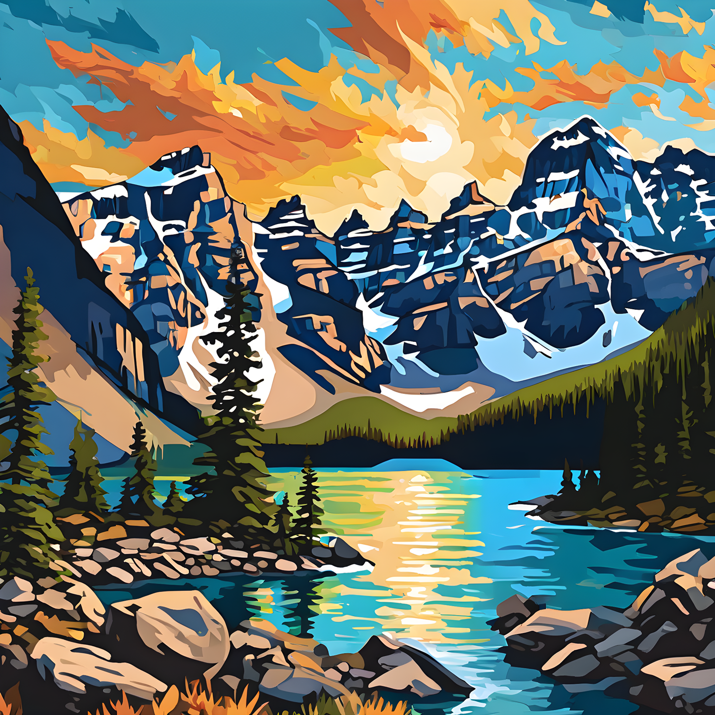 Moraine Lake, Alberta, Canada PD (2) - Van-Go Paint-By-Number Kit