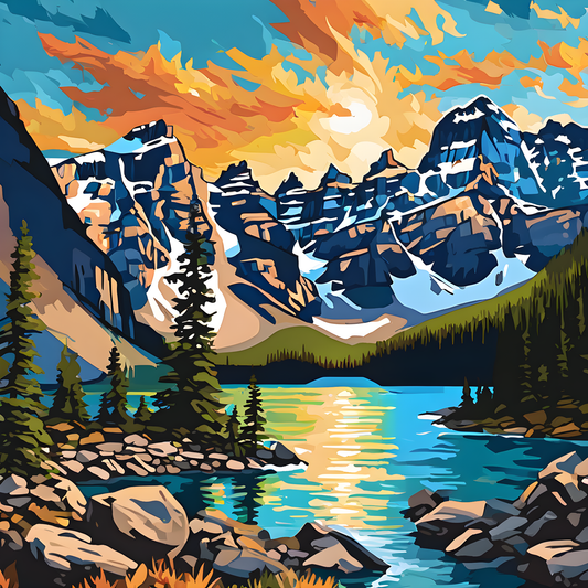 Moraine Lake, Alberta, Canada PD (2) - Van-Go Paint-By-Number Kit