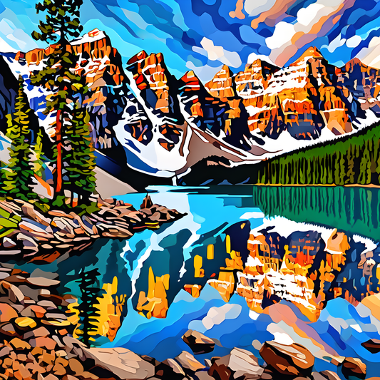 Moraine Lake, Alberta, Canada PD (3) - Van-Go Paint-By-Number Kit