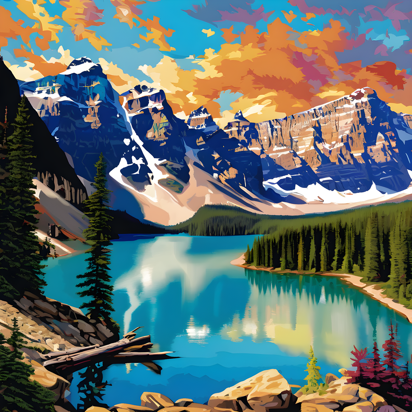 Moraine Lake, Alberta, Canada PD (6) - Van-Go Paint-By-Number Kit