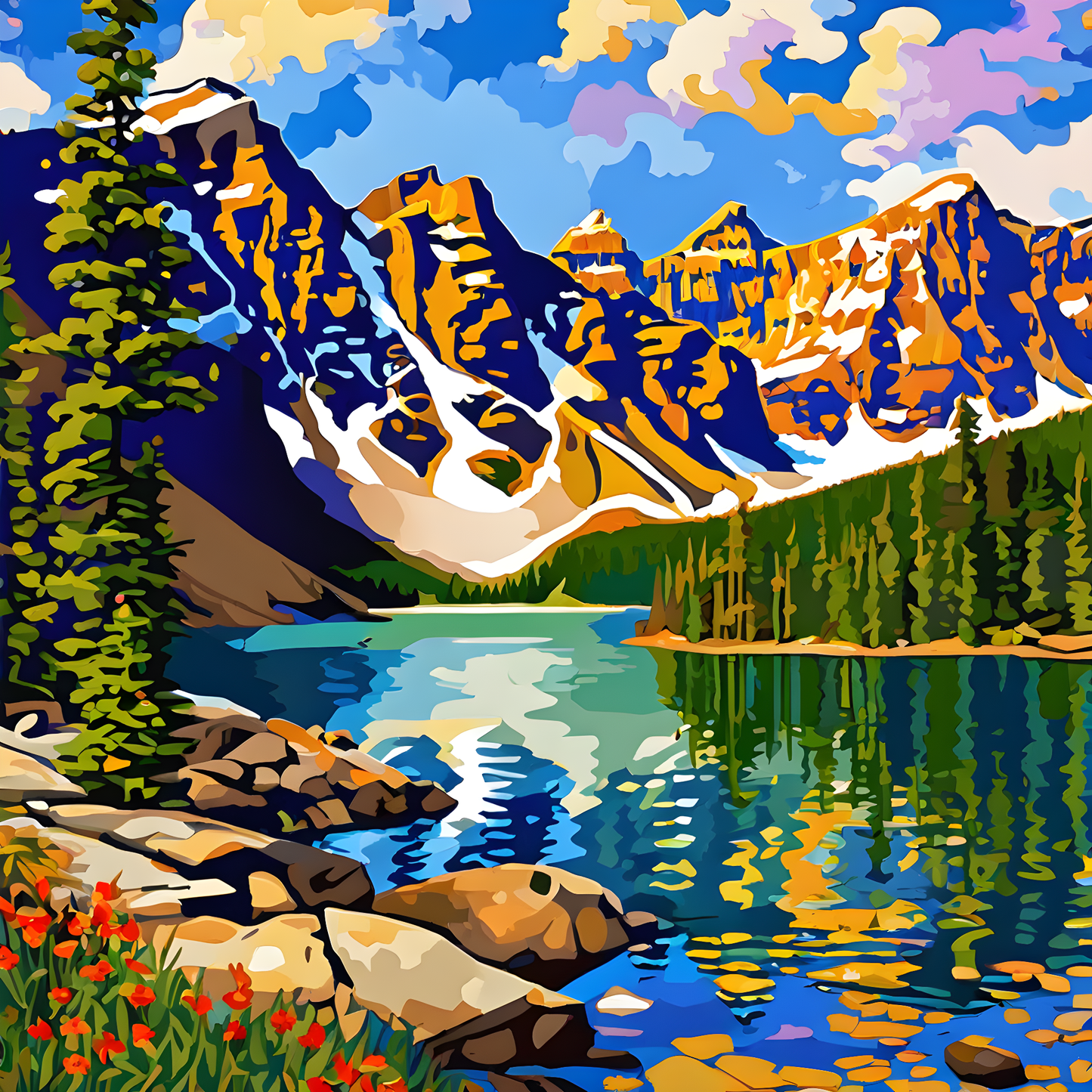 Moraine Lake, Alberta, Canada PD (7) - Van-Go Paint-By-Number Kit