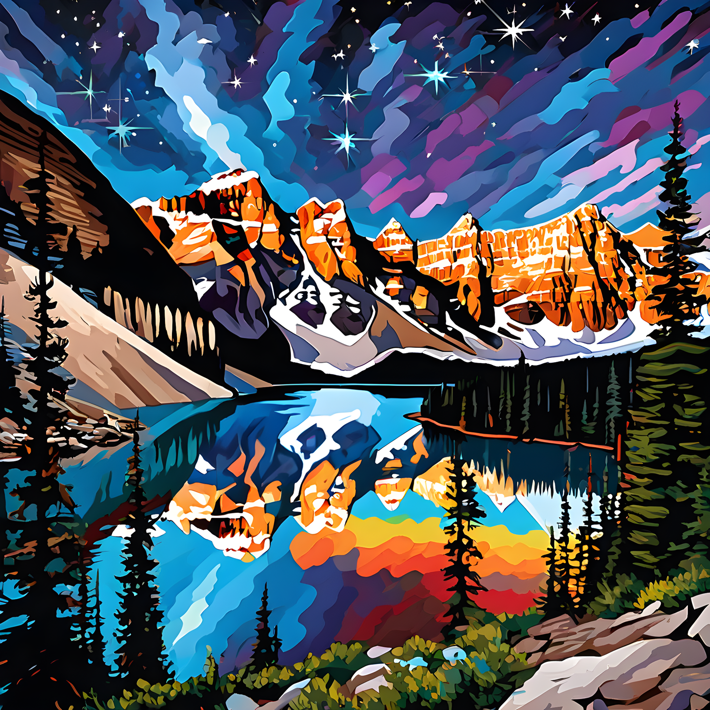 Moraine Lake, Alberta, Canada PD (1) - Van-Go Paint-By-Number Kit