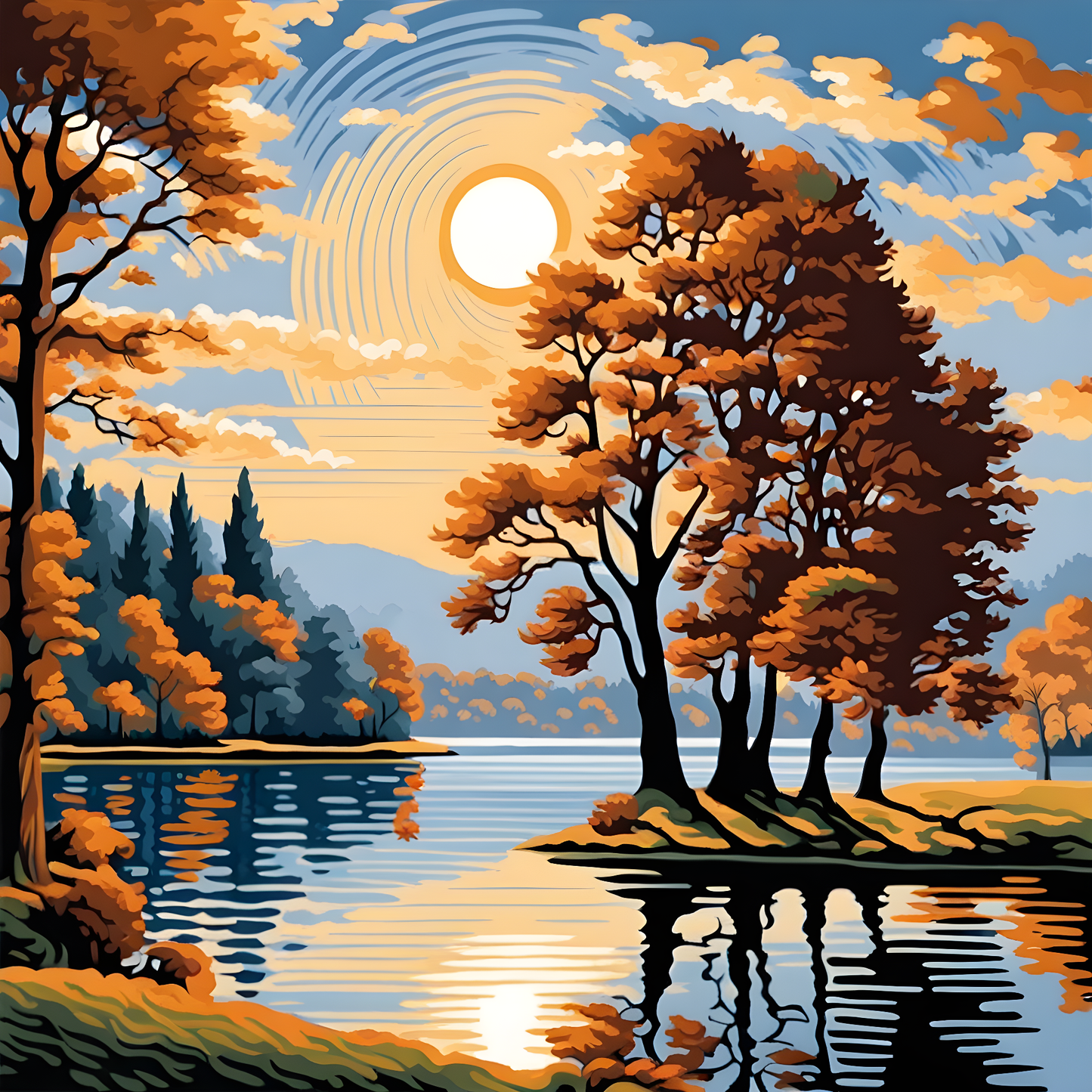 Morning On The Banks Of The Lake - Van-Go Paint-By-Number Kit