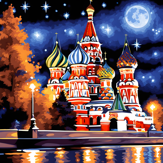 Moscow Saint Basil's Cathedral (7) - at Starry Night -  Van-Go Paint-By-Number Kit