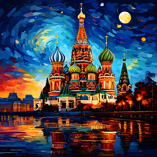 Moscow Saint Basil's Cathedral (6) - at Starry Night -  Van-Go Paint-By-Number Kit