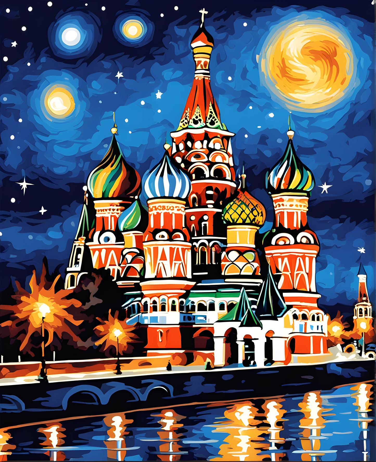 Moscow Saint Basil's Cathedral (8) - at Starry Night -  Van-Go Paint-By-Number Kit