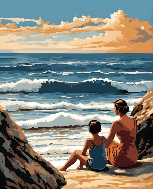 On the Beach with my Mother (2) - Van-Go Paint-By-Number Kit