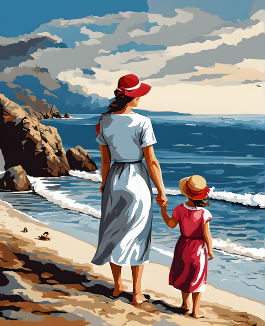 On the Beach with my Mother (1) - Van-Go Paint-By-Number Kit