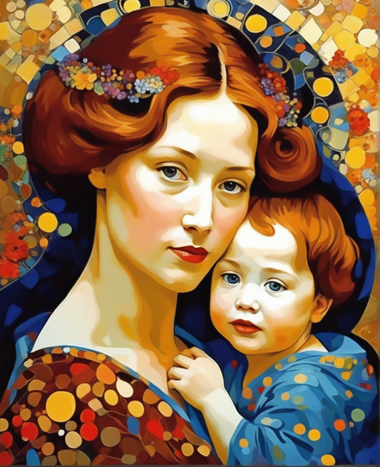 Mother and Child Inspired by Gustav Klimt (4) - Van-Go Paint-By-Number Kit