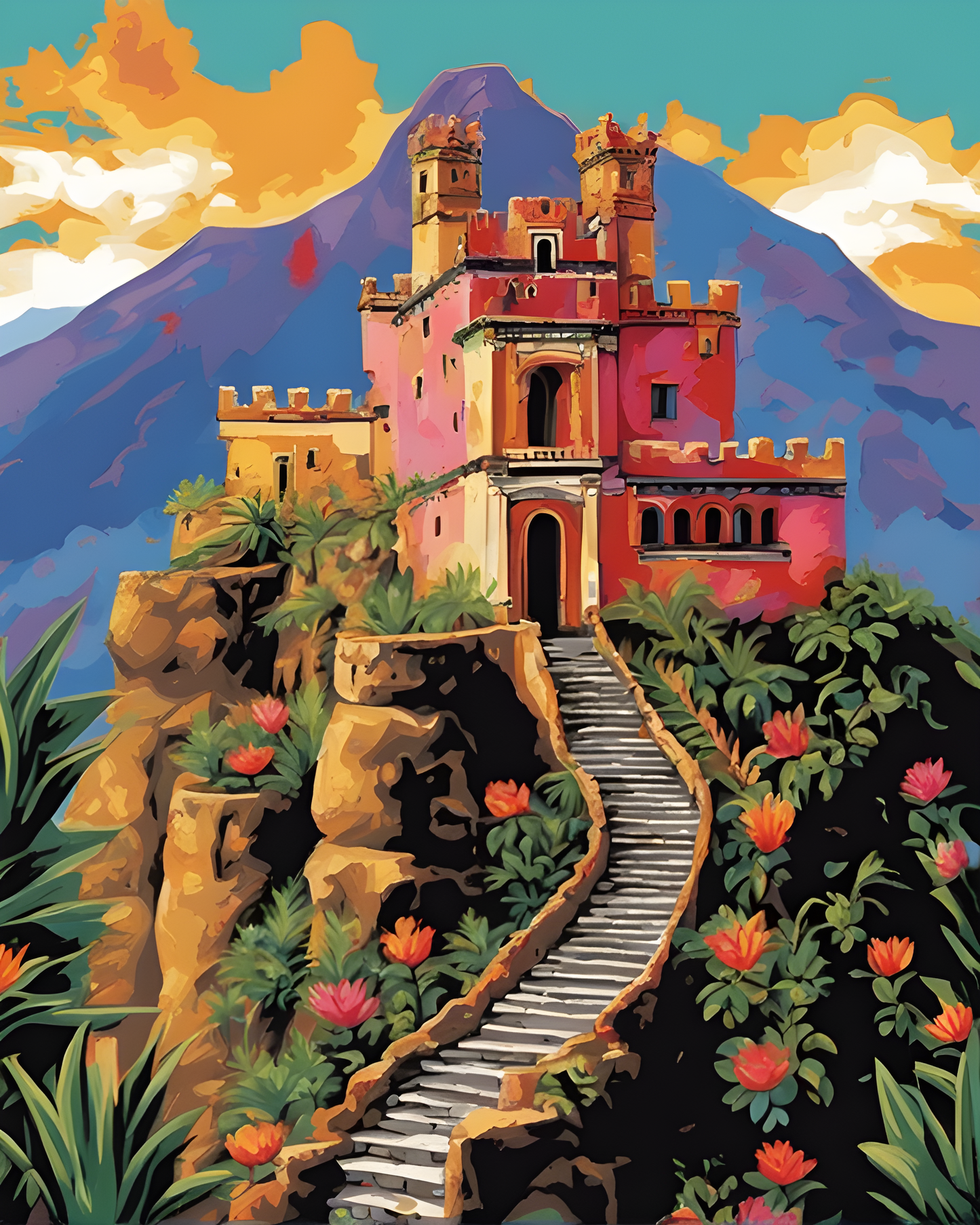 Mountain Castle (2) - Van-Go Paint-By-Number Kit