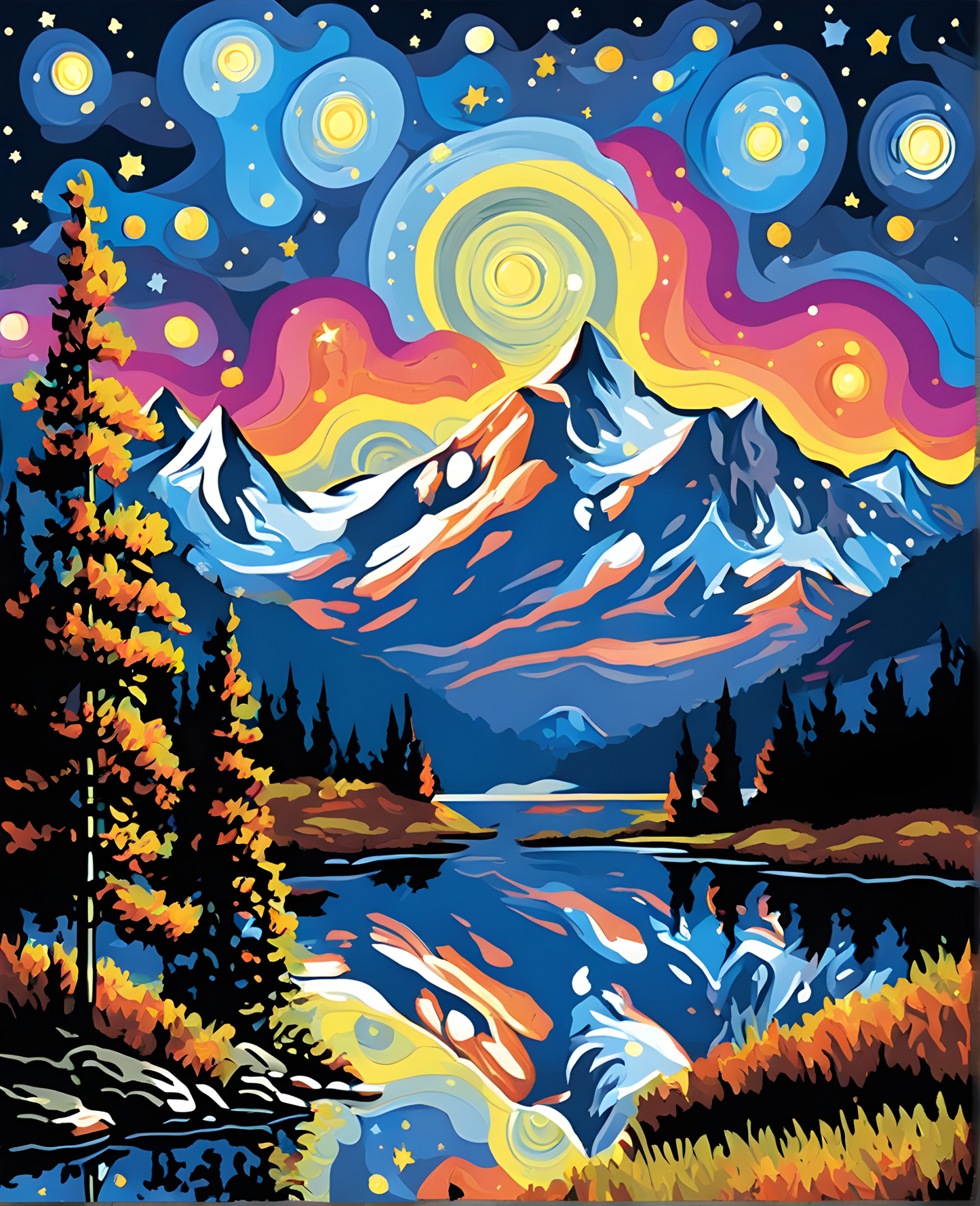 Mountain Landscape (5) - at Starry Night - Van-Go Paint-By-Number Kit
