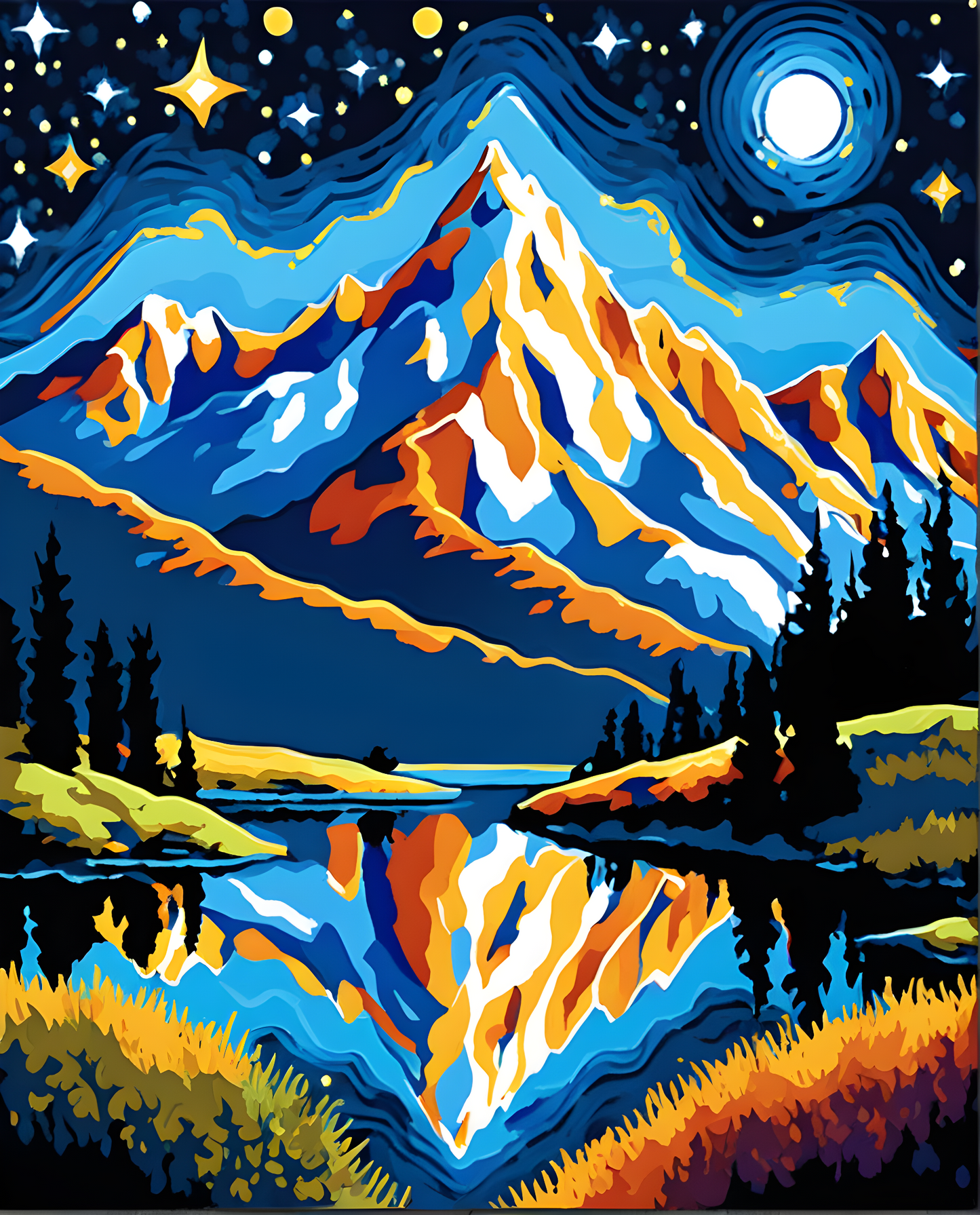 Mountain Landscape (6) - at Starry Night - Van-Go Paint-By-Number Kit