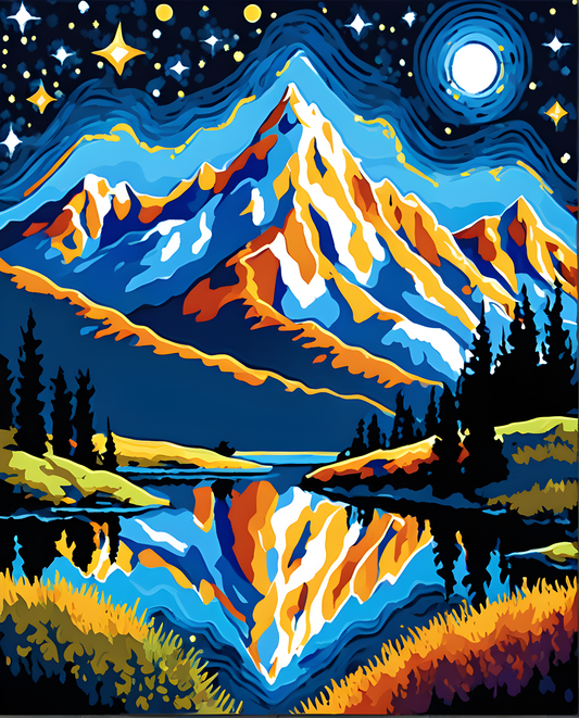 Mountain Landscape (6) - at Starry Night - Van-Go Paint-By-Number Kit