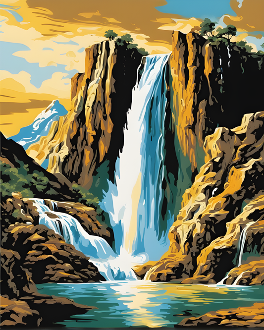 Mountain Waterfall (5) - Van-Go Paint-By-Number Kit