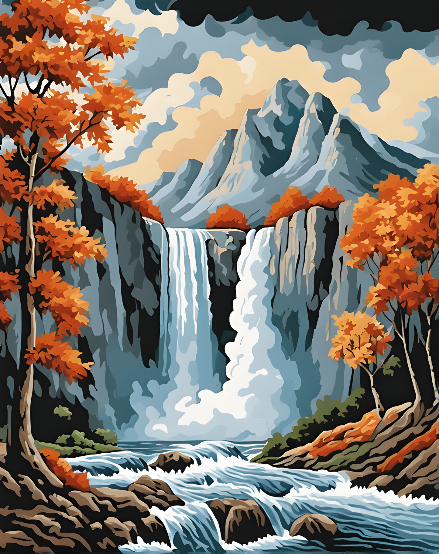 Mountain Waterfall (6) - Van-Go Paint-By-Number Kit