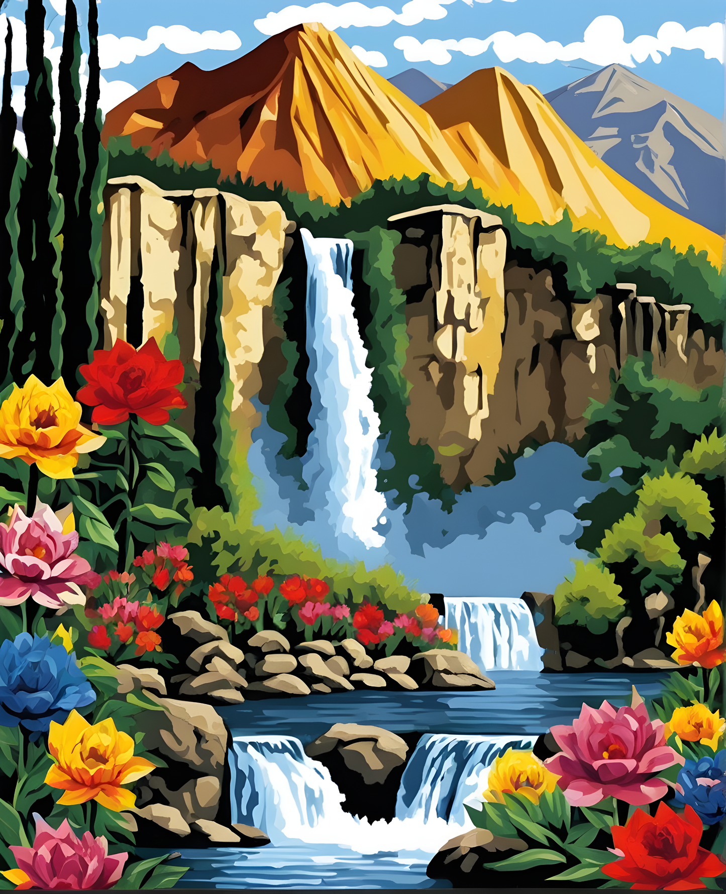 Mountain Waterfall (1) - Van-Go Paint-By-Number Kit