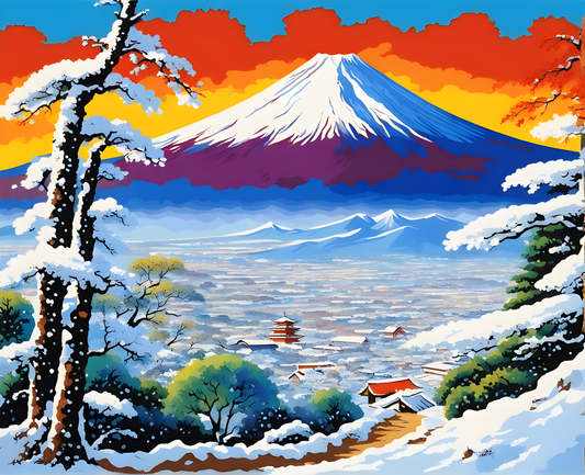 Mt. Fuji from Tagonoura, Snow Scene - Van-Go Paint-By-Number Kit