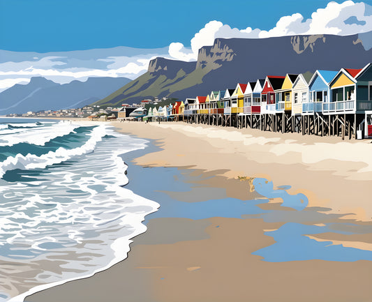 Amazing Places OD (14) - Muizenberg Beach, Cape Town, South Africa - Van-Go Paint-By-Number Kit