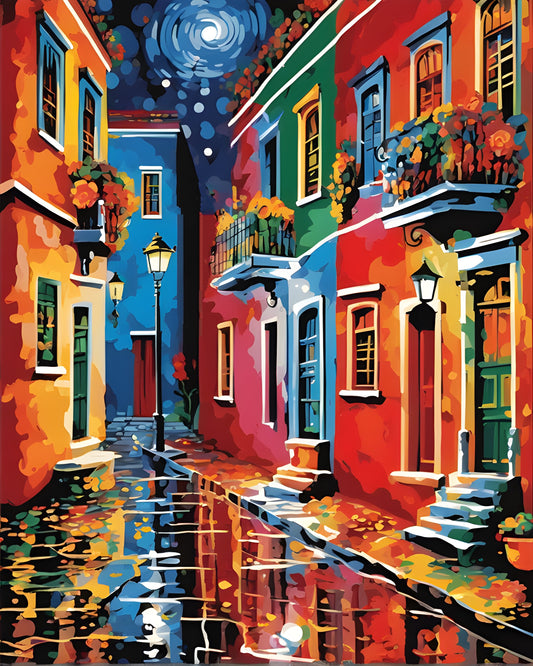 Mysterious Night Street (1) - Van-Go Paint-By-Number Kit