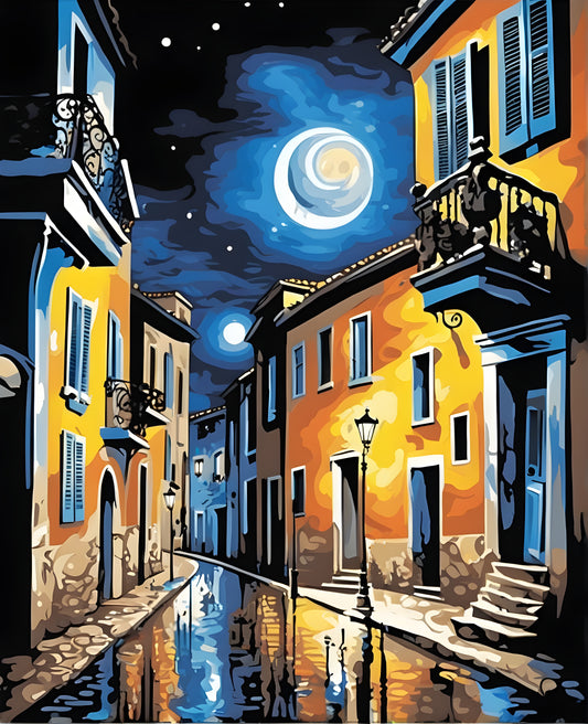 Mysterious Night Street (2) - Van-Go Paint-By-Number Kit