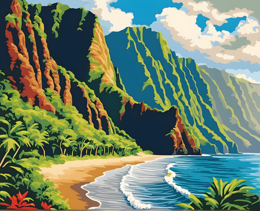 Amazing Places OD (196) - Na Pali Coast State Park, Hawaii - Van-Go Paint-By-Number Kit