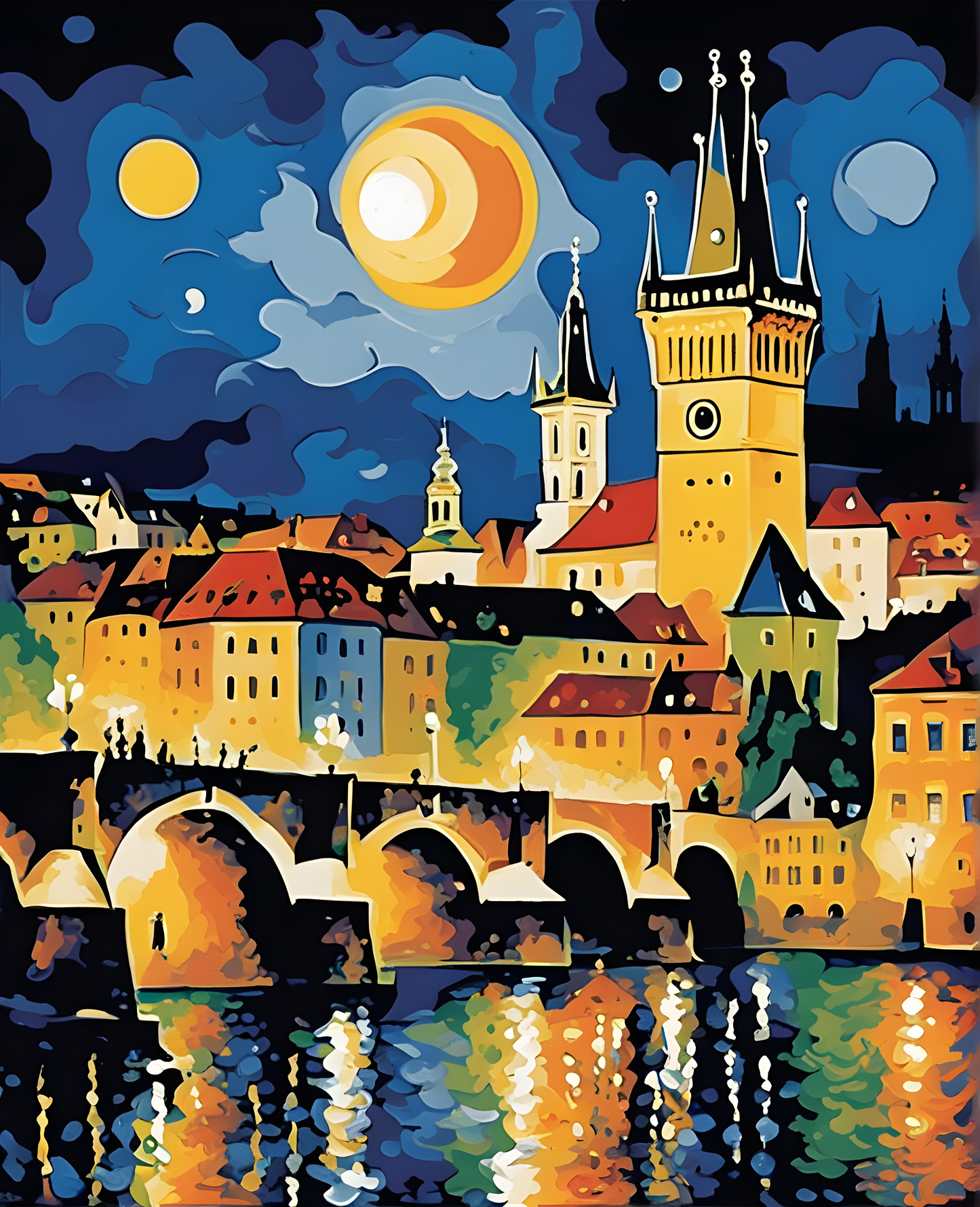 NIGHT IN PRAGUE (2) - Van-Go Paint-By-Number Kit